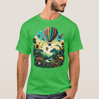 air balloon flying over a vibrant forest with othe T-Shirt
