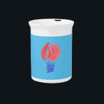 Air Balloon Pitcher<br><div class="desc">The primitive red-blue air balloon is drawn in watercolors and placed on a sky blue background. It’s a sweet print for your home.</div>