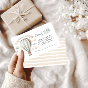 Air Balloon Teddy Bear Baby Shower Diaper Raffle Enclosure Card
