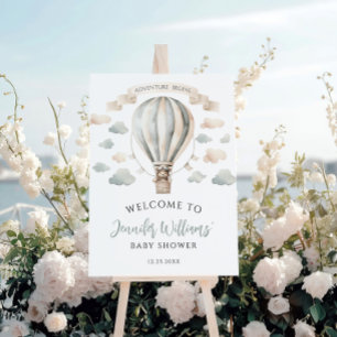 Air Balloon Teddy Bear Baby Shower Welcome Sign