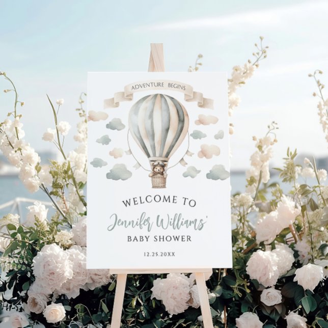Air Balloon Teddy Bear Baby Shower Welcome Sign (Creator Uploaded)