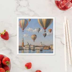Air Ballooning Over Venice Oil Paint, Napkins