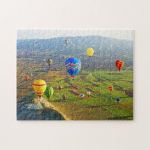 Air Balloons Above Green Field Jigsaw Puzzle
