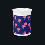 Air Balloons Pitcher<br><div class="desc">The primitive red blue air balloons are drawn in watercolors and placed on a midnight blue background. It’s a sweet print for your home.</div>