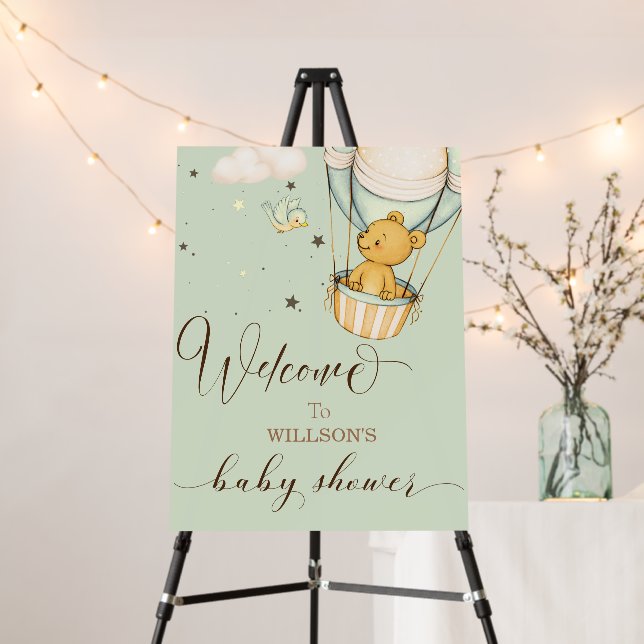 Air Blue Boy Teddy Bear Baby Shower Welcome Foam Board (In Situ (Stand))