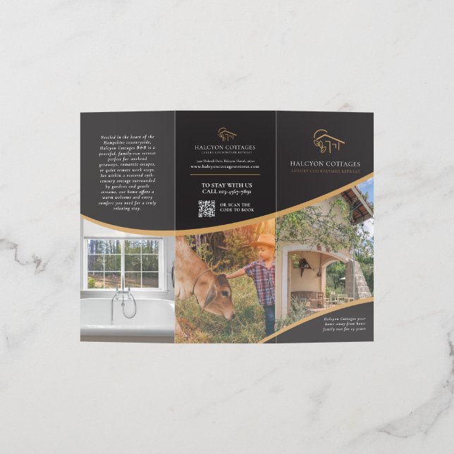 Air BnB accomodation template promo black and gold Brochure (Outside)