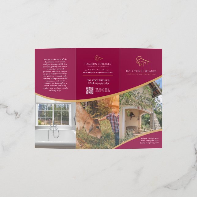 Air BnB accomodation template promotional red gold Brochure (Outside)
