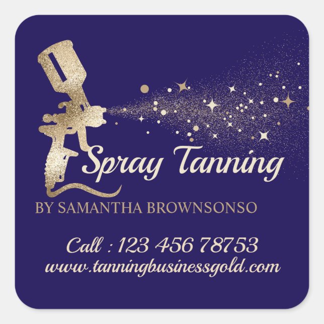 Air Brush Paint Spray Mobile Tanning navy Square Sticker (Front)