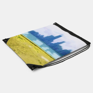 Air Brushed Chicago Skyline Drawstring Bag