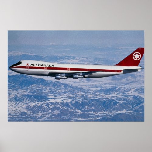 Air Canada 747 over Rocky Mountains Poster