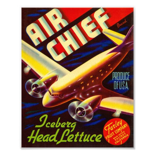 Air Chief Lettuce packing label Vintage Photo Print