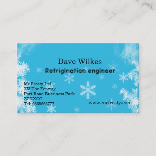 Air con and refrigination engineer business card