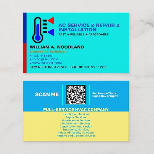 Air Conditioning AC Services | Custom HVAC Company Business Card