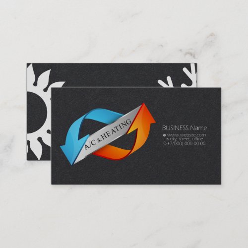 Air conditioning arrows sun and snowflake business business card