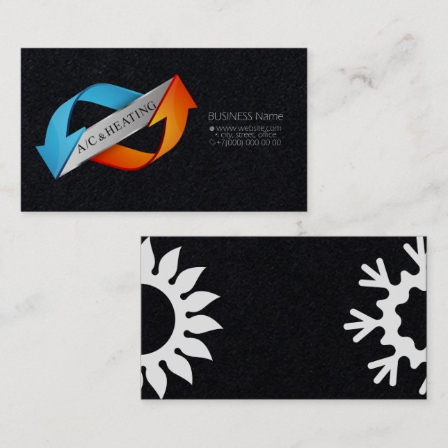 Air conditioning arrows sun and snowflake business card (Front/Back)