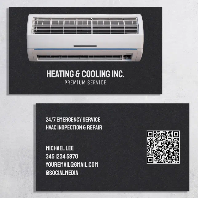 ️ Air Conditioning Custom QR Business Card | Zazzle