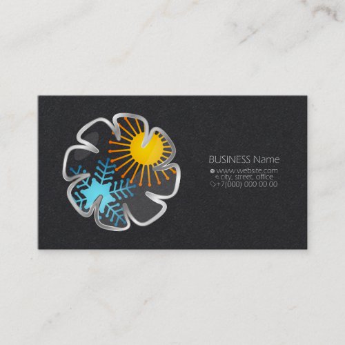 Air conditioning fan sun and snowflake business ca business card