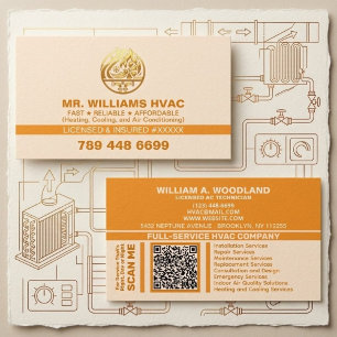 Air Conditioning Heating and Cooling   Orange HVAC Business Card