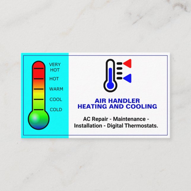 Air Conditioning Heating and Cooling Repair, HVAC Business Card (Front)