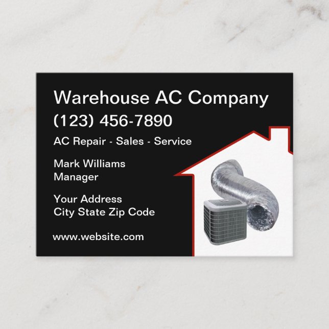 Air Conditioning Heating Cooling Business Cards (Front)