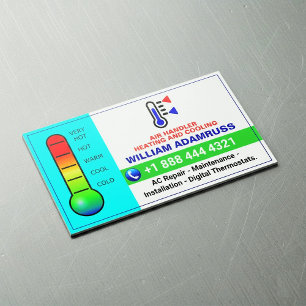 Air Conditioning Heating & Cooling Service, HVAC Business Card Magnet