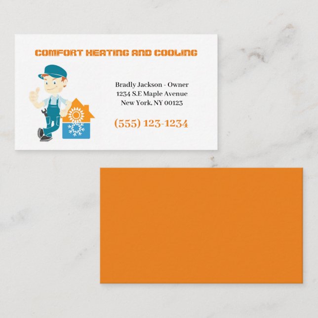 Air Conditioning Heating Service Business Card (Front/Back)