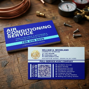 Air Conditioning & Heating Services   Best Blue AC Business Card
