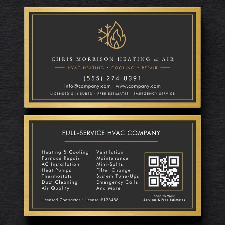 Air Conditioning Heating Tech QR Code Business Card