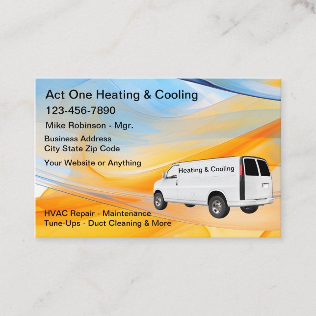 Air Conditioning HVAC Business Cards (Front)