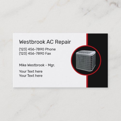 Air Conditioning Repair Services Business Card