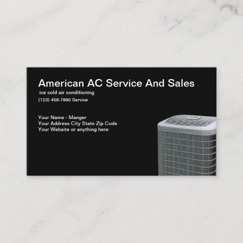 Air Conditioning Service And Sales Business Card