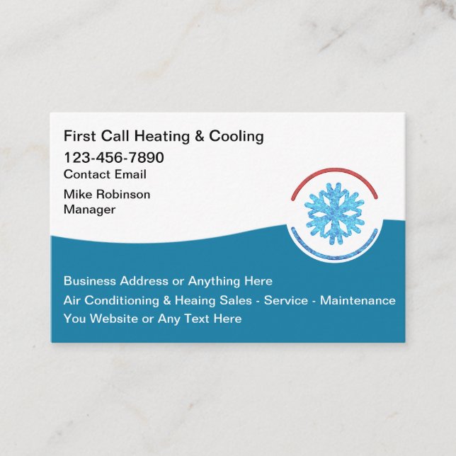 Air Conditioning Service Business Cards (Front)