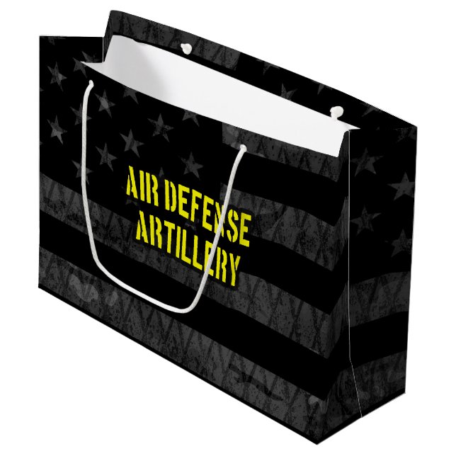 Air Defense Artillery Subdued American Flag Large Gift Bag (Front Angled)
