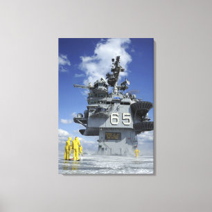 Air department Sailors test the sprinkler syste Canvas Print