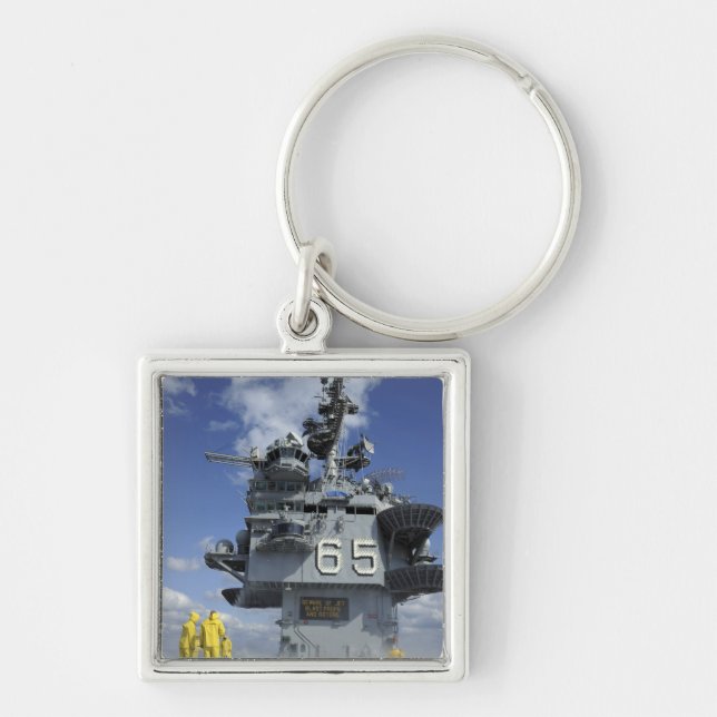 Air department Sailors test the sprinkler syste Keychain (Front)