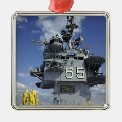 Air department Sailors test the sprinkler syste Metal Ornament