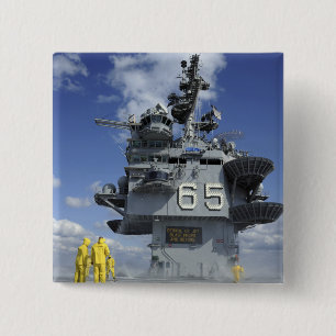 Air department Sailors test the sprinkler syste Pinback Button