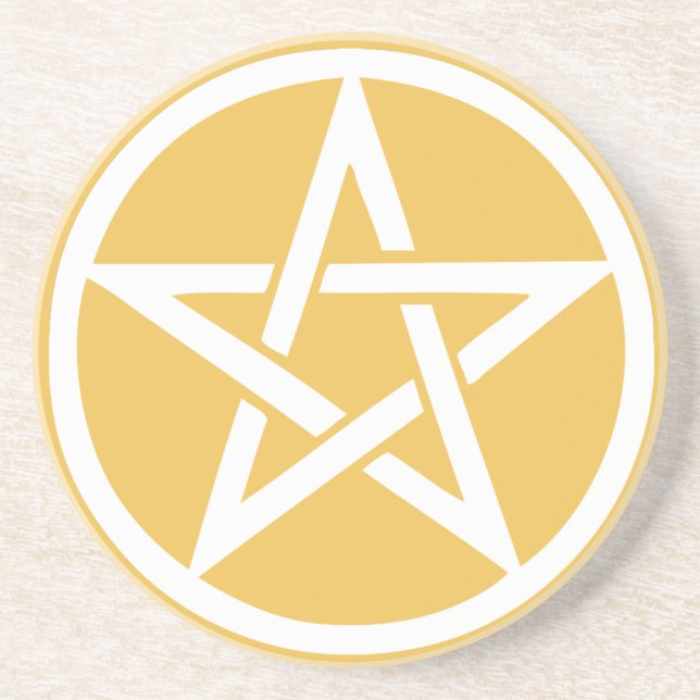 Air Element Pentacle Altar Tile - Yellow Drink Coaster (Front)