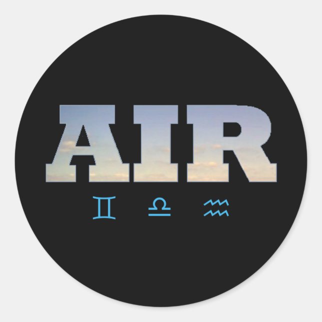 Air Element with Zodiac Signs Classic Round Sticker (Front)
