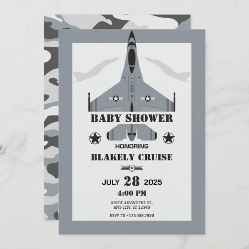 Air force aircraft baby shower invitation