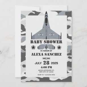 Air force aircraft pilot Baby shower invitation