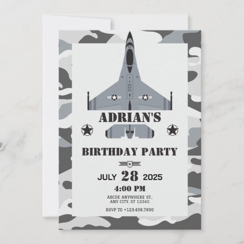 Air force aircraft PILOT birthday Invitation