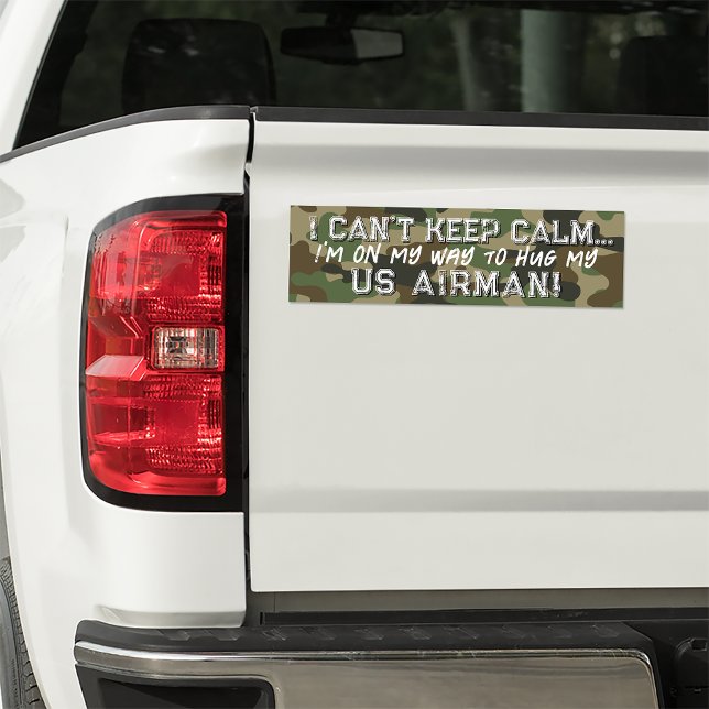 Air Force Airman Basic Training Graduation Car Magnet (I can't keep calm I'm on my way to hug my US Airman camouflage car magnet, basic training graduation)