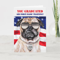 Air Force Basic Training Funny Pug Dog Graduate