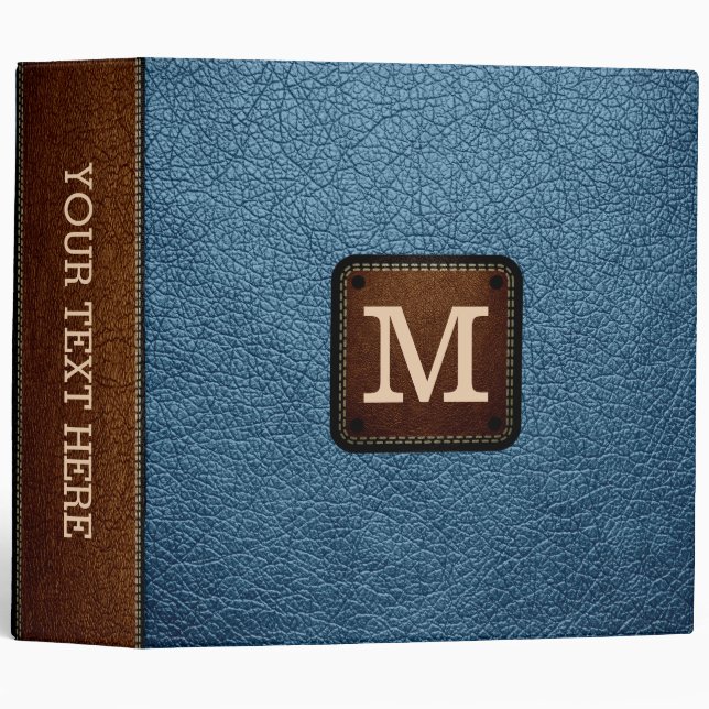Air Force Blue (RAF) Leather Look Monogram Binder (Front/Spine)