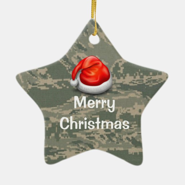 Air Force Camo Star Merry Christmas Ornament (Back)
