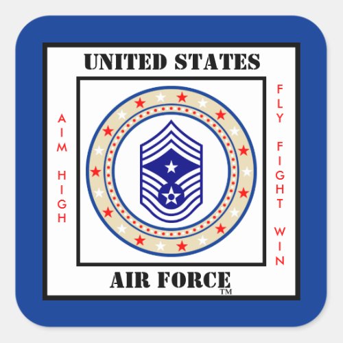 Air Force Command Chief Master Sergeant CCM Sgt E9 Square Sticker