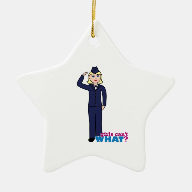 Air Force Dress Blues Light Ceramic Ornament (Front)