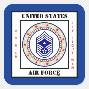 Air Force First Sergeant E-9 Square Sticker by usairforce at Zazzle