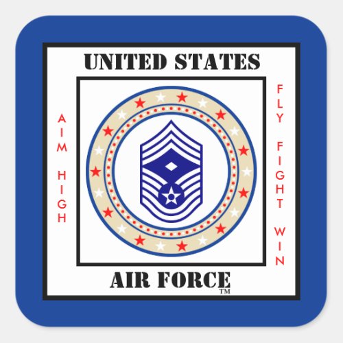 Air Force First Sergeant E_9 Square Sticker